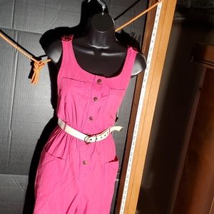 Super retro Vintage bright pink "ideas" overalls. Medium. Great shape